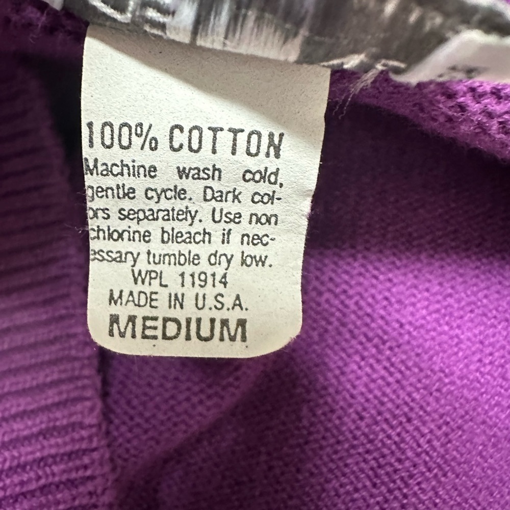 Vintage Sostanza Purple V-Neck Sweater with Geometric Pattern 80’s 90’s Retro - Picture 7 of 7